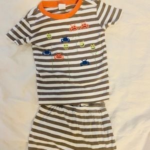 Gymboree 2pc PJ Shorts Set stripes & monsters Sz 7
